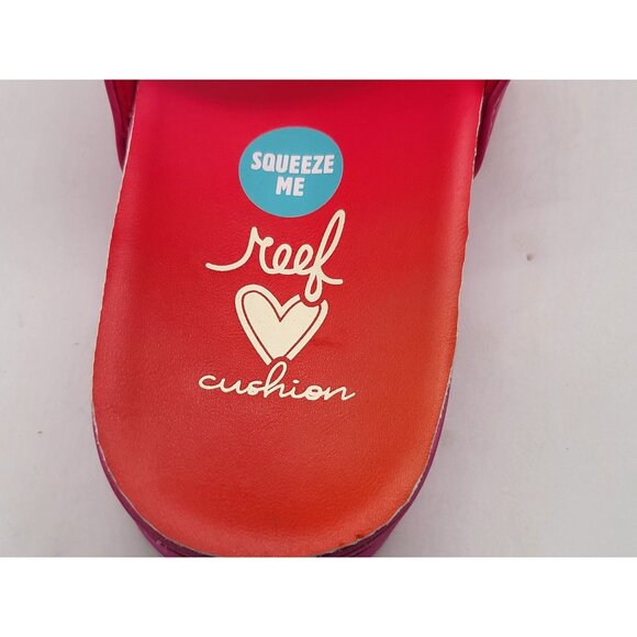 REEF Banded Horizon Hi Platform Slip On Cushion Comfort Slide Sandal Pink Size 6 - Picture 9 of 10